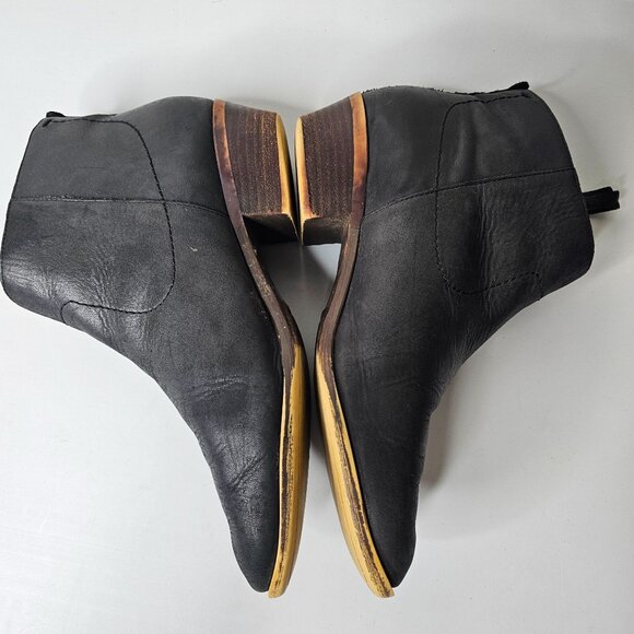 Lucky Brand Size 9 Black Leather Blandre Ankle Booties Boots Low Block Heel - Picture 6 of 10